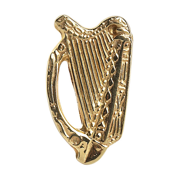 Celtic Harp Brooch Gold