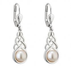 Silver Celtic Pearl Earrings