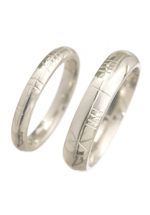 SILVER OGHAM COURT SHAPED RING.3mm