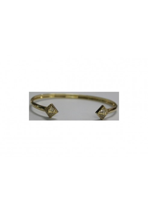 SOLID PYRAMID BANGLE AND DIAMONDS